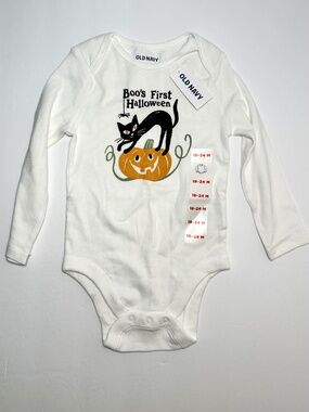 Old Navy Baby Bodysuit 18-24M NWT Boo’s First Halloween Long Sleeve